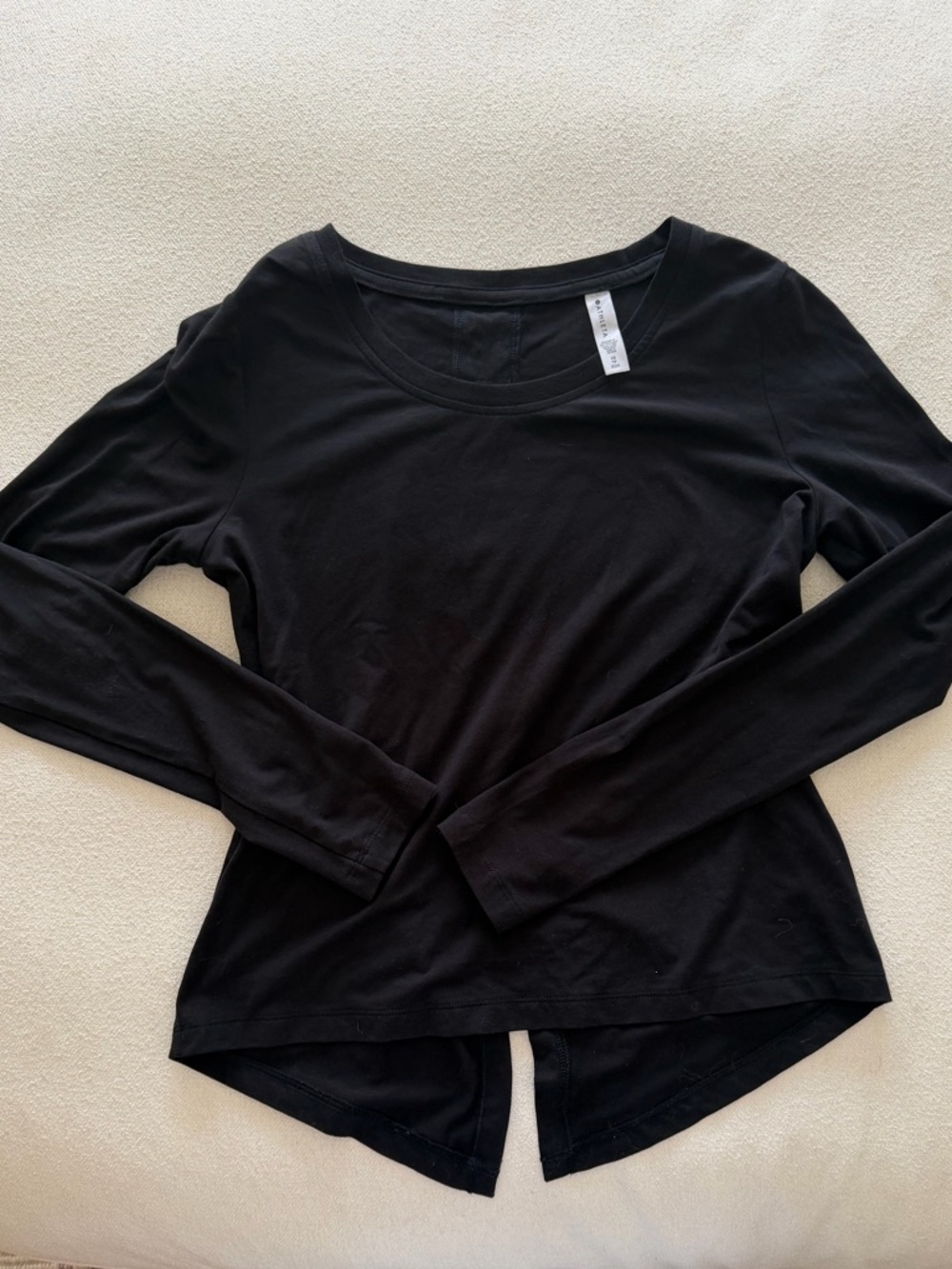 Black Athleta Long-Sleeve Open Back Scoop Neck Women’s Top - Classic Basic